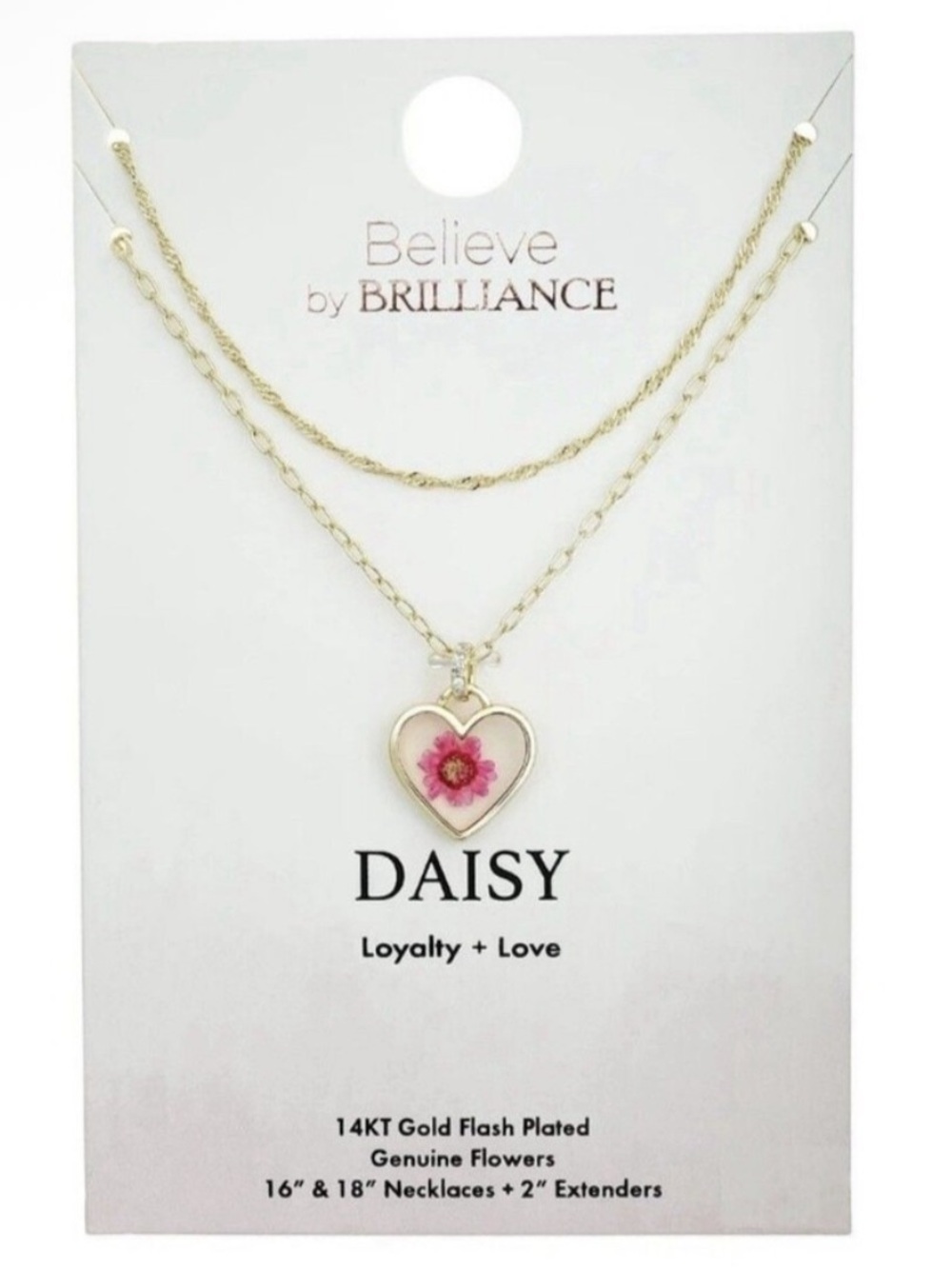 Believe By Brilliance 14KT Gold Plated Daisy Flower Heart Pendant Necklace New